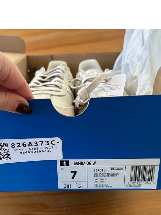 Adidas Samba OG Aluminum Gum Women’s Size 7 – Cream Leather, Gum Sole - Picture 12 of 12